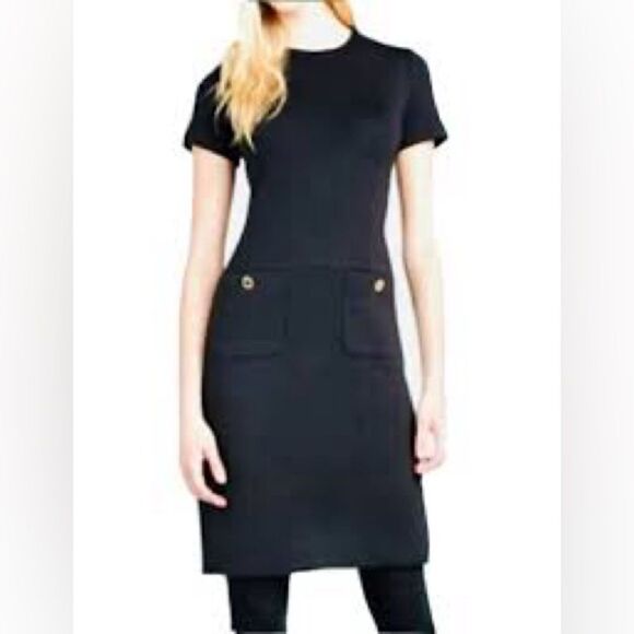 Tory Burch Anthea Black Wool Blend Short Sleeve Knit Dress. Size XS. - Picture 1 of 7